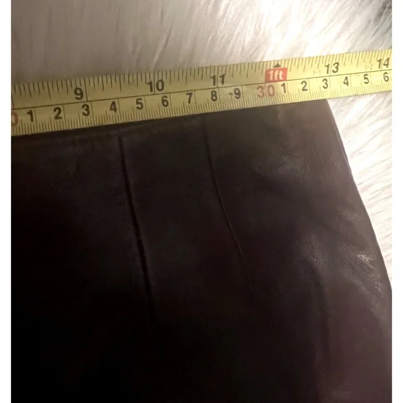 CACHE Oxblood Burgundy Leather Asymmetric Midi Slit Skirt 90s Deadstock - Picture 4 of 13